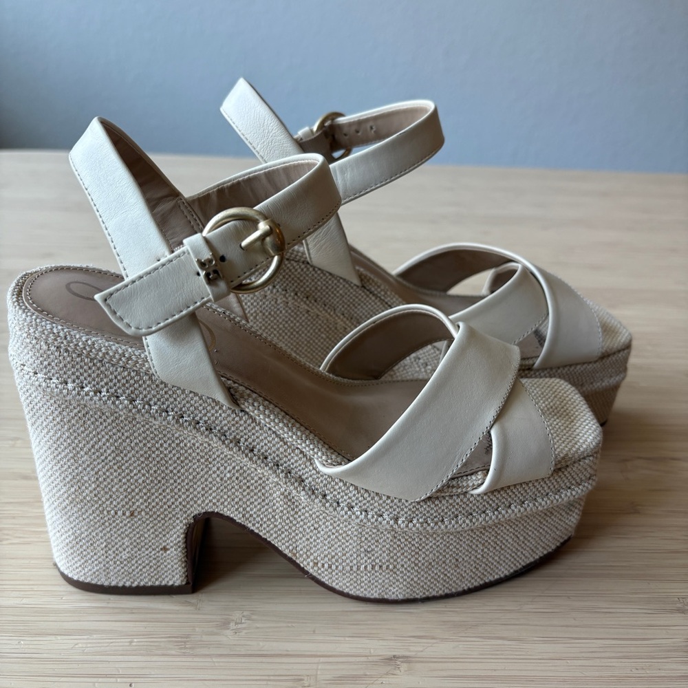 Elegant Cream Wedge Platform Sandals